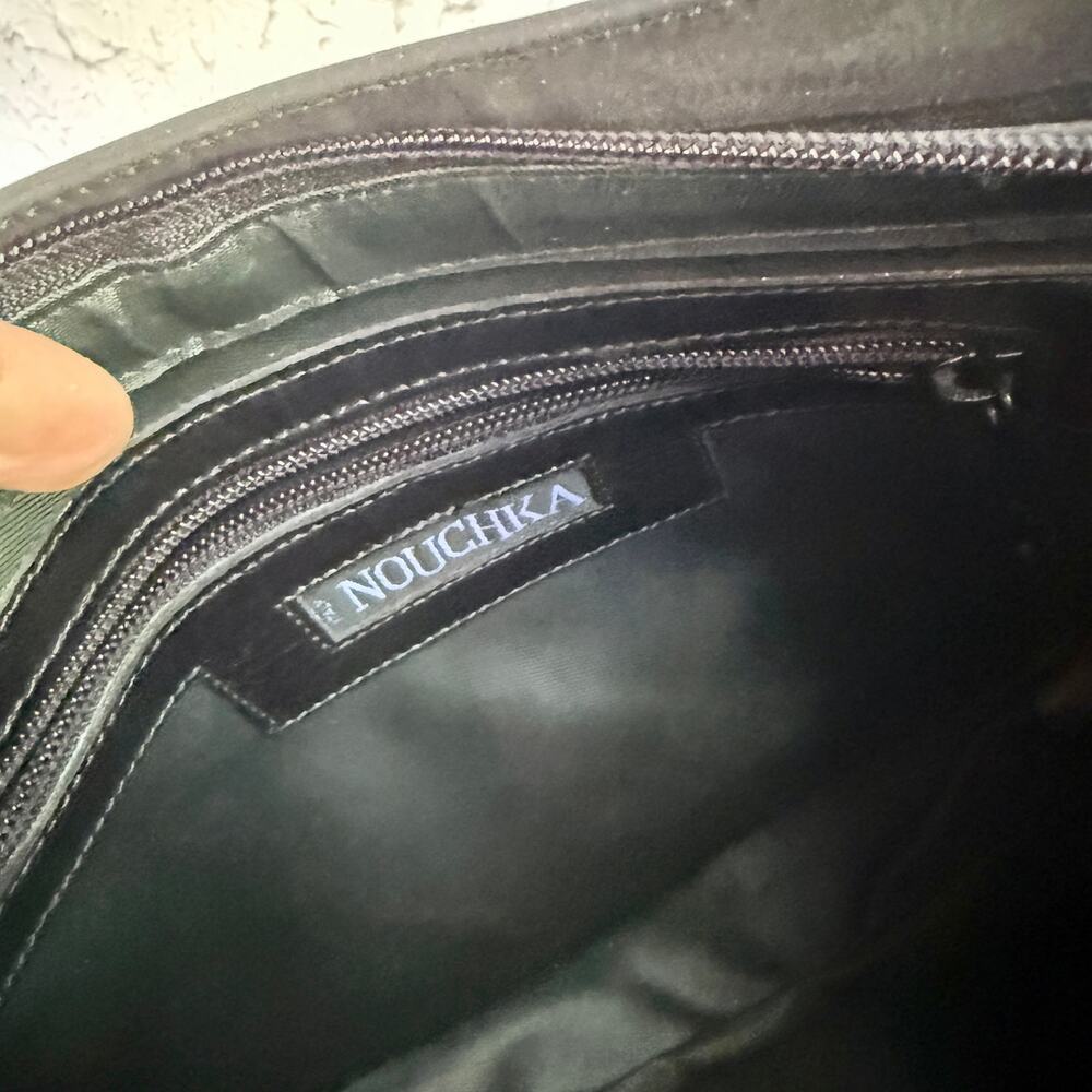 Vintage Nouchka Black Nylon Shoulder Bag Y2K Minimalist Baguette Zip Purse 90s - Picture 8 of 10